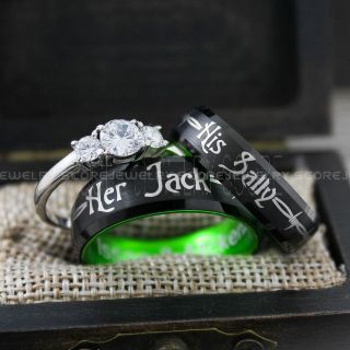 Jack and Sally Rings, Simply Meant To Be Rings, Couple Rings, Matching Rings, Matching Wedding Bands, Black Wedding Bands, Black Wedding Rings, Couple Rings