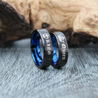 King and Queen Rings, King & Queen Rings, King Queen Wedding Ring, King Queen Wedding Bands, King Ring, Queen Ring, Matching Ring Set, 2 Piece Couple Set Black Tungsten Rings King & Queen Ring