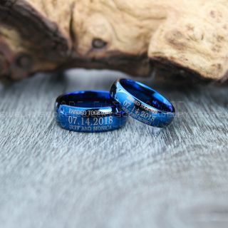 Duck Band Rings, Banded Together Ring, Classic Blue Tungsten Rings, 2 Piece Couple Set Blue Tungsten Wedding Bands, Banded Together Blue Wedding Bands, Blue Wedding Rings, Blue Tungsten Wedding Rings