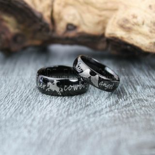 2 Piece Couple Set Cowboy and Angel Rings, Cowboys Rings, Angel Ring, Cowboy and Cowgirl Ring, Cowboys Wedding Ring, Western Ring, Western Cowboys Ring