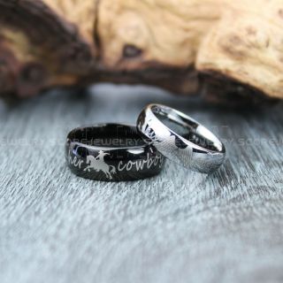 2 Piece Couple Set Cowboy and Angel Rings, Cowboys Rings, Angel Ring, Cowboy and Cowgirl Ring, Cowboys Wedding Ring, Western Ring, Western Cowboys Ring