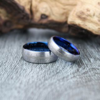 Barb Wire Ring, Barb Wire Jewelry, 2 Piece Couple Set 8mm & 6mm Tungsten Bands with Domed Edge and Brushed Finish Barb Wire Pattern Wedding Bands 