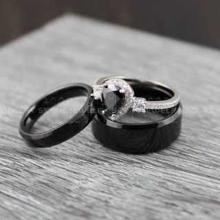 Couple Rings, Black Rings, Black Tungsten Bands, Couple Wedding Bands, Couple Jewelry, Matching Wedding Rings