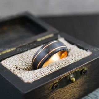 His Wedding Band, Her Wedding Band, Black Wedding Ring, Rose Gold Wedding Ring, Black Wedding Band