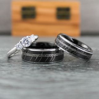 Couple Rings, Elvish Rings, Elvish Wedding Rings, Elvish Wedding, Black Wedding Bands, Black Wedding Rings