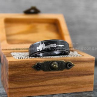 Truck Ring, Tractor Trailer Ring, Step Deck Ring, Trucker Ring, Truck Driver Ring, Black Wedding Band