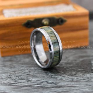 Wood Ring, Wood Wedding Ring, Wood Wedding Band, Silver Tungsten Ring, Wood Jewelry
