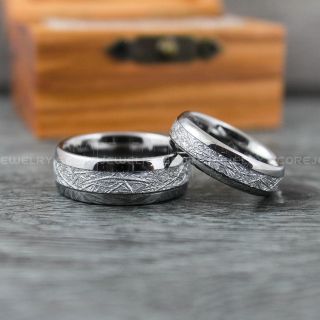 Meteorite Rings, Couple Rings, Silver Wedding Bands, Meteorite Wedding Bands, Matching Rings, Couple Jewelry
