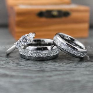 Meteorite Rings, Couple Rings, Silver Wedding Bands, Meteorite Wedding Bands, Matching Rings, Couple Jewelry