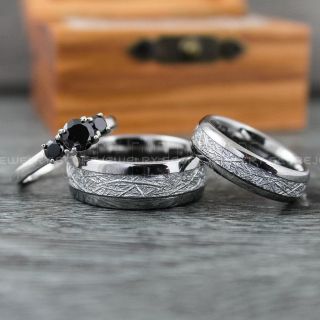 Meteorite Rings, Couple Rings, Silver Wedding Bands, Meteorite Wedding Bands, Matching Rings, Couple Jewelry