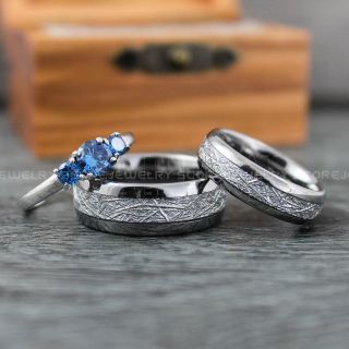 Meteorite Rings, Couple Rings, Silver Wedding Bands, Meteorite Wedding Bands, Matching Rings, Couple Jewelry