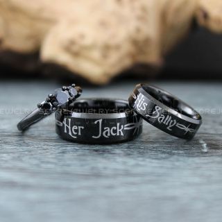 Jack and Sally Rings, Simply Meant To Be Rings, Couple Rings, Matching Rings, Matching Wedding Bands, Black Wedding Bands, Black Wedding Rings, Couple Rings