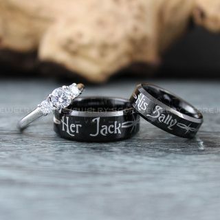 Jack and Sally Rings, Simply Meant To Be Rings, Couple Rings, Matching Rings, Matching Wedding Bands, Black Wedding Bands, Black Wedding Rings, Couple Rings