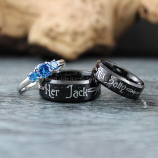 Jack and Sally Rings, Simply Meant To Be Rings, Couple Rings, Matching Rings, Matching Wedding Bands, Black Wedding Bands, Black Wedding Rings, Couple Rings