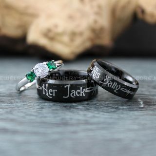 Jack and Sally Rings, Simply Meant To Be Rings, Couple Rings, Matching Rings, Matching Wedding Bands, Black Wedding Bands, Black Wedding Rings, Couple Rings