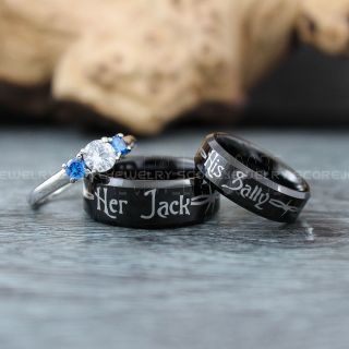 Jack and Sally Rings, Simply Meant To Be Rings, Couple Rings, Matching Rings, Matching Wedding Bands, Black Wedding Bands, Black Wedding Rings, Couple Rings