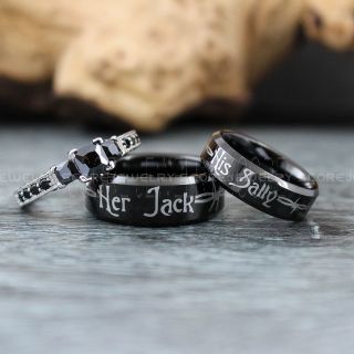 Jack and Sally Rings, Simply Meant To Be Rings, Couple Rings, Matching Rings, Matching Wedding Bands, Black Wedding Bands, Black Wedding Rings, Couple Rings