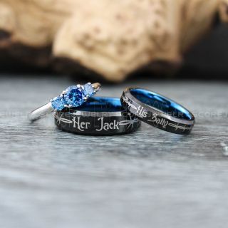 Jack and Sally Rings, Simply Meant To Be Rings, Couple Rings, Matching Rings, Matching Wedding Bands, Black Wedding Bands, Black Wedding Rings, Couple Rings