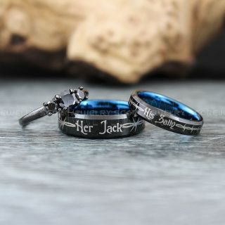 Jack and Sally Rings, Simply Meant To Be Rings, Couple Rings, Matching Rings, Matching Wedding Bands, Black Wedding Bands, Black Wedding Rings, Couple Rings