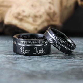 Jack and Sally Rings, Simply Meant To Be Rings, Couple Rings, Matching Rings, Matching Wedding Bands, Black Wedding Bands, Black Wedding Rings, Couple Rings
