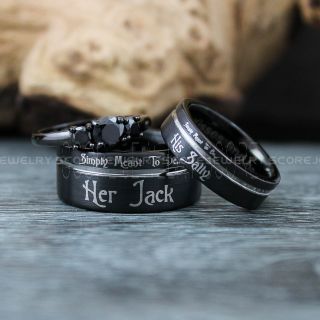 Jack and Sally Rings, Simply Meant To Be Rings, Couple Rings, Matching Rings, Matching Wedding Bands, Black Wedding Bands, Black Wedding Rings, Couple Rings