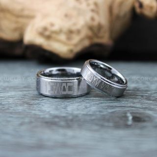 Aurebesh Rings, Aurebesh Wedding Bands, Aurebesh Wedding Rings, Couple Rings, I Love You I Know Rings