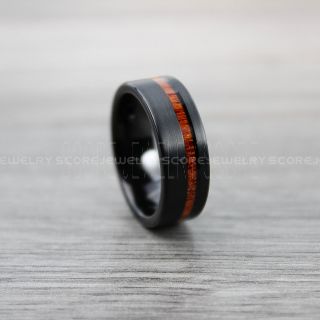 Koa Ring, Koa Wood Ring, Koa Wood Wedding Band, Black Wedding Band, Black Tungsten Ring