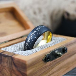 Elvish Ring, Elvish Wedding Ring, Elvish Wedding, Black Wedding Band, Black Wedding Ring, Elvish Jewelry