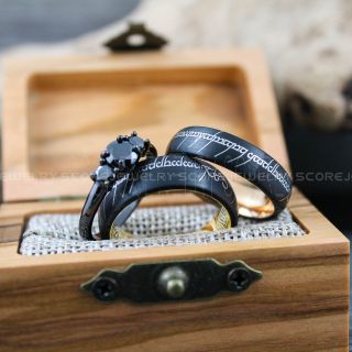 Couple Rings, Elvish Rings, Elvish Wedding Rings, Elvish Wedding, Black Wedding Bands, Black Wedding Rings