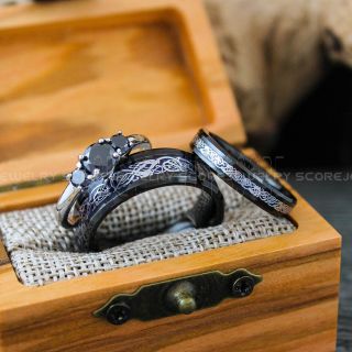 Vikings Rings, Dragon Rings, Dragon Scroll Rings, Vikings Wedding Bands, Black Wedding Bands 