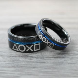  Player 1 Player 2 Rings, Gamer Rings, Black Tungsten Rings, Black Wedding Bands, Couple Ring Set Gamer Rings