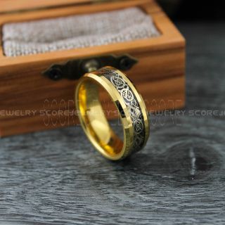 Vikings Ring, Dragon Ring, Dragon Scroll Ring, Vikings Wedding Band, Gold Wedding Band