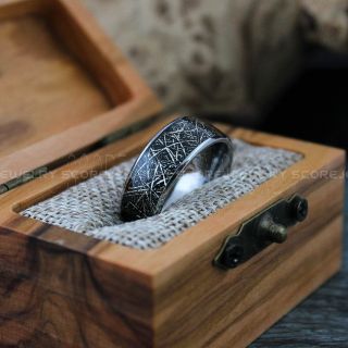 Meteorite Ring, Meteor Ring, Meteor Jewelry, Silver Wedding Band, Meteorite Wedding Band