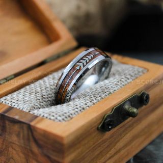 Wood Ring, Wood Wedding Ring, Wood Wedding Band, Silver Tungsten Ring, Wood Jewelry