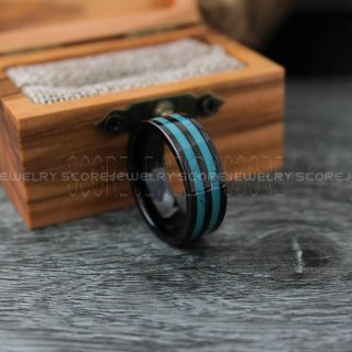 Turquoise Ring, Turquoise Wedding Ring, Turquoise Wedding Band, Wood Ring, Wood Wedding Band