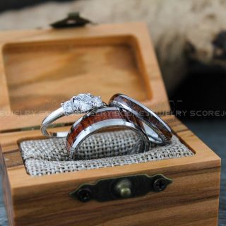 Wood Rings, Wood Wedding Rings, Wood Wedding Bands, Silver Tungsten Rings, Wood Jewelry