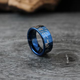 Penguins Ring, Penguin Jewelry, Penguin Wedding Ring, Penguin Wedding Band, Blue Wedding Band