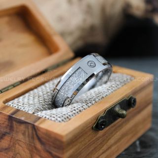 Meteorite Ring, Meteor Ring, Meteor Jewelry, Silver Wedding Band, Meteorite Wedding Band
