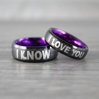 I Love You I Know Rings, Star Wars Rings, Purple Tungsten Rings, Black Wedding Bands, Couple Ring Set Gamer Rings