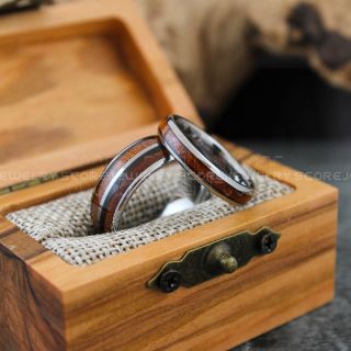 Wood Rings, Wood Wedding Rings, Wood Wedding Bands, Silver Tungsten Rings, Wood Jewelry