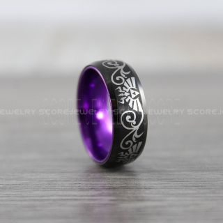 Legend of Zelda Ring, Zelda Wedding Ring, Zelda Wedding Band, Black Tungsten Ring, Black Wedding Band