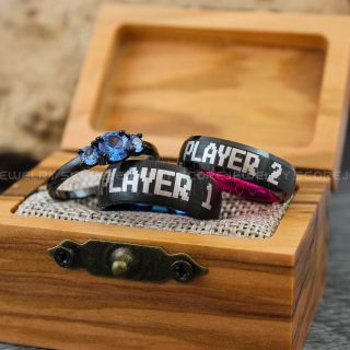 Gamer Rings, Player 1 Player 2 Rings, Couple Rings, Couple Wedding Bands, Couple Tungsten Rings, Couple Tungsten Wedding Rings, Black Rings