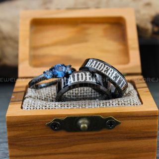 Raider Raiderette Rings, Couple Rings, Raiders Ring, Raiders Wedding Band, Raiders Jewelry, Matching Rings