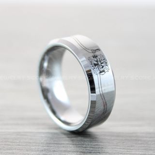 Fireman Ring, Fireman Jewelry, Silver Tungsten Band, Silver Tungsten Wedding Band, Firefighter Ring, Fire Department Tungsten Ring
