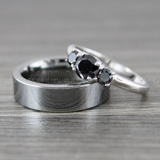 2 Piece Couple Set Wedding Rings, Silver Wedding Bands, Silver Tungsten Bands, Silver Wedding Rings, Silver Tungsten Wedding Rings