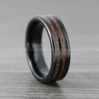 Koa Wood Ring, Koa Wood Wedding Band, Black Wedding Band, Black Tungsten Band, Black Wedding Ring, Black Tungsten Wedding Band
