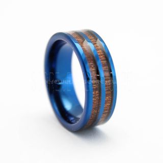 Koa Wood Ring, Koa Wood Wedding Band, Blue Wedding Band, Blue Tungsten Band, Blue Wedding Ring, Blue Tungsten Wedding Band