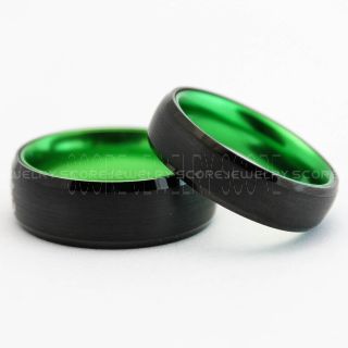  Green Tungsten Rings, Green Rings, Black Wedding Bands, Black Wedding Rings, Green Wedding Bands, Couple Ring Set