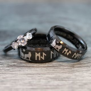 Vikings Rings, Vikings Runes Wedding Bands, Runes Wedding Rings, Couple Rings, Nordic Runes Ring, Vikings Wedding