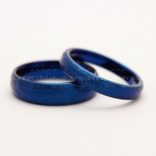 2 Piece Couple Set Wedding Rings, Blue Wedding Bands, Blue Hammered Tungsten Bands, Blue Wedding Rings, Blue Tungsten Wedding Rings